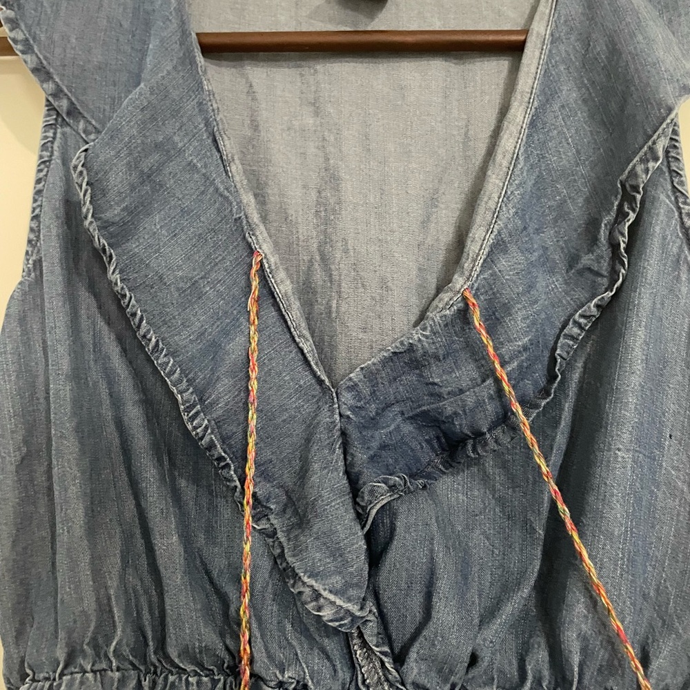 Blue Denim Ruffle Top - Picture 5 of 10